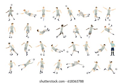 Soccer player set. Isolated illustrations on white background.