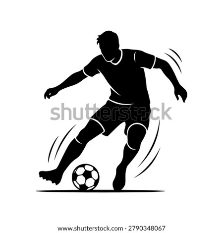 Soccer Player Sharp Turn Dribble Action Silhouette