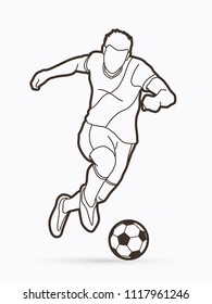 Cartoon Strong Muscular Soccer Player Kicking Stock Vector (Royalty ...