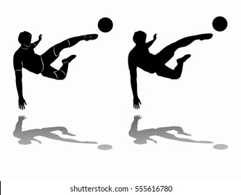 soccer player shooting  , black and white drawing, white background