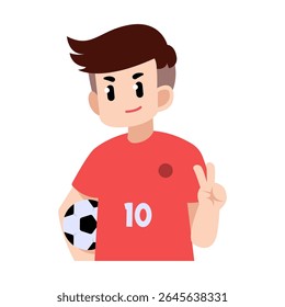 Um jogador de futebol mostrando um sinal de paz