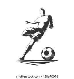 Soccer player silhouette in action.