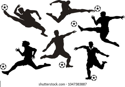 Soccer player silhouette and  ball 