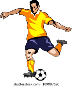 Soccer player silhouette and  ball 