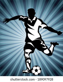 Soccer player silhouette and  ball 
