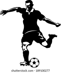 Soccer player silhouette and  ball 