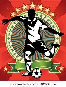 Soccer player silhouette and  ball 