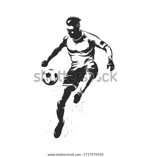 Soccer player silhouette with ball design on
white background