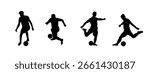 Soccer Player Silhouette Collection Dynamic Kicks and Moves, Football Athlete Silhouette Set in Action Poses