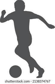 Soccer player silhouette with football ball. Athlete symbol