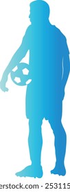 Soccer Player Silhouette with Gradient Color Design. Isolated Vector Illustration.