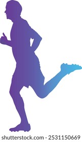 Soccer Player Silhouette with Gradient Color Design. Isolated Vector Illustration.