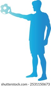 Soccer Player Silhouette with Gradient Color Design. Isolated Vector Illustration.