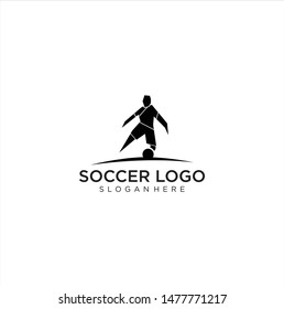 soccer player silhouette icon vector illustration design . football logo