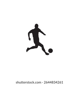 Silhueta do jogador de futebol chutando bola esportes ação futebol jogo ilustração