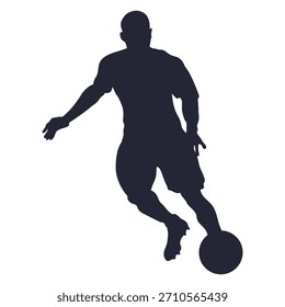 Fußball-Spieler Silhouette, die eine scharfe Dribble Bewegung mit dynamischer Stärke und schnelle Wettkampf-Action-Bewegung.