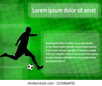 soccer player silhouette on the abstract backgroun with space for text - vector