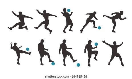 soccer player silhouette set