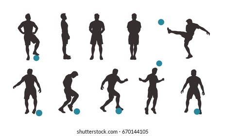 soccer player silhouette set