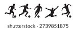 soccer player silhouette set vector