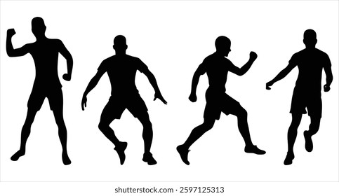 Soccer Player Silhouette Set Vector Illustration Bundle Soccer Action Poses Football Player Silhouette Design