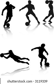 Soccer player silhouette, vector