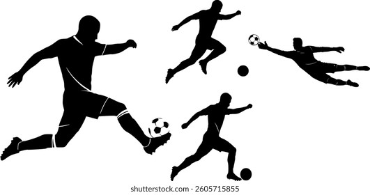 Soccer Player Silhouette Vector | Dynamic Sport Illustration | Athlete Silhouette | Minimalist and Editable Graphic Design