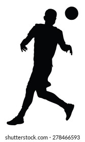 Soccer player silhouette vector isolated on white background. High detailed football player silhouette cutout outlines.