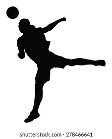 Vector de silueta de jugador de fútbol aislado en fondo blanco. Recorte detallado de silueta de futbolista.