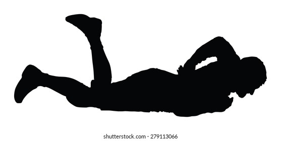 Soccer player silhouette vector isolated on white background. High detailed football player silhouette cutout outlines. Foul situation, goalkeeper. 