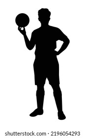 Soccer player silhouette vector on white background, sport man.