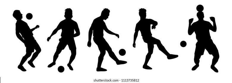 Soccer player silhouette vector set