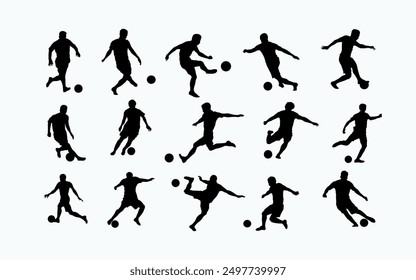 soccer player silhouette vector set