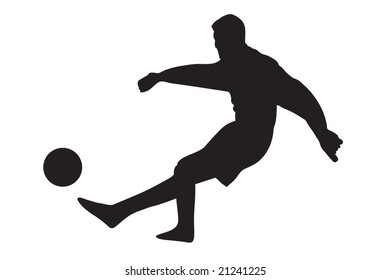 Man Kick Ball Soccer Football Silhouette Stock Vector (Royalty Free ...