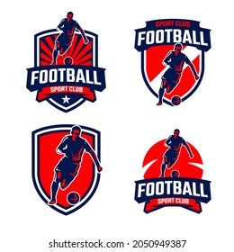 Colección del logotipo de la insignia de la silueta del jugador de fútbol