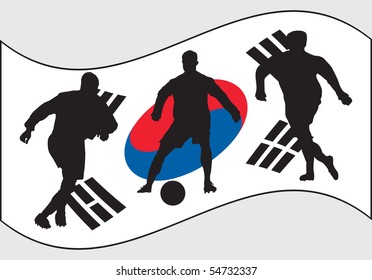 Soccer player silhouettes in front of South Korea