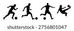 Soccer player silhouettes set. Vector illustration