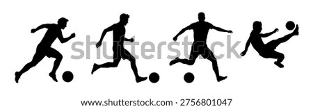 Soccer player silhouettes set. Vector illustration