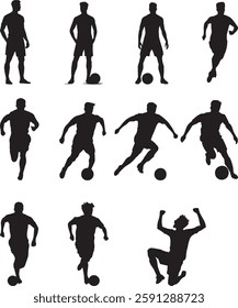 Soccer Player Silhouettes Vector Illustration on White Background