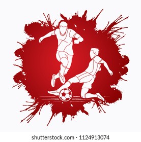 Soccer player slide action graphic vector