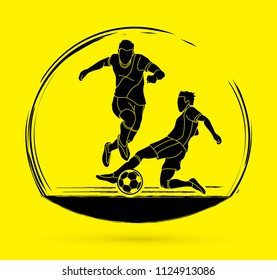 Soccer player slide action graphic vector