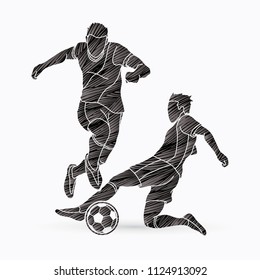 Soccer player slide action graphic vector