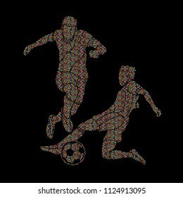 Soccer player slide action graphic vector