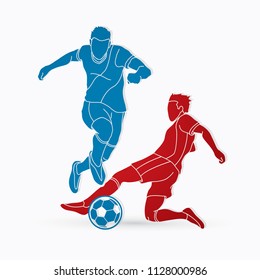 Soccer player slide action graphic vector