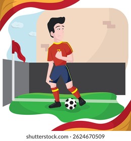 Soccer player in Spanish kit. Vector illustration