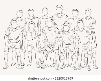 soccer player squad line art illustration