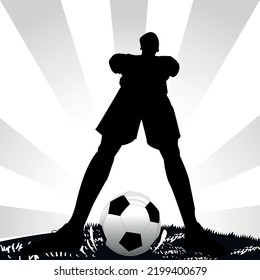 Soccer player in stadium vector silhouettes