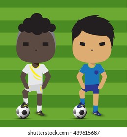 Soccer player standing with a ball