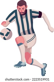 Soccer player striker playing with the ball. Vector illustration