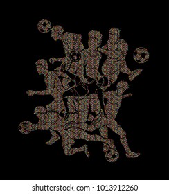 Soccer player team composition  designed using mosaic pattern graphic vector.